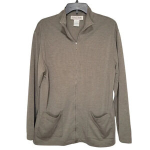 SIMPLY SUSAN by Susan G Taupe Zip-Up Casual Jacket Women's Size Large